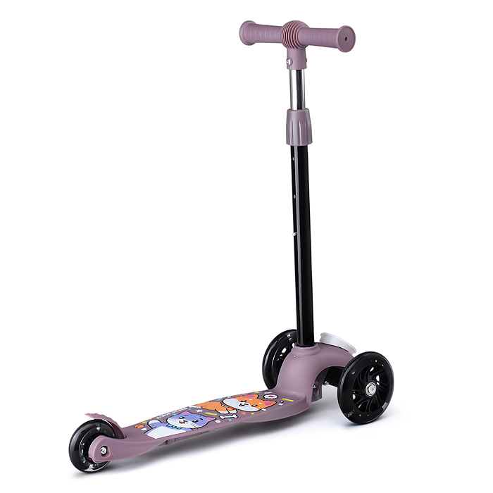 Самокат трёхколёсный R0203 ROCKET колёса световые PU, цвет коричневый