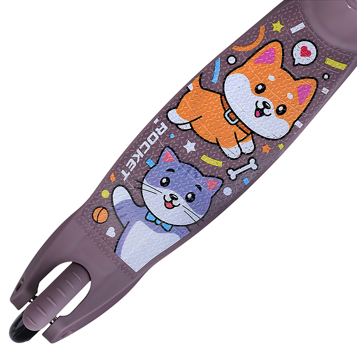 Самокат трёхколёсный R0203 ROCKET колёса световые PU, цвет коричневый