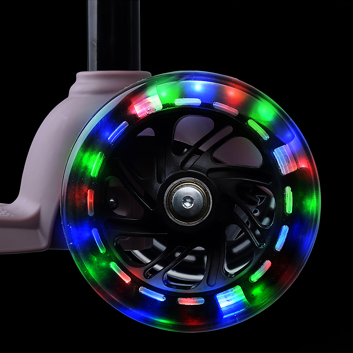 Самокат трёхколёсный R0203 ROCKET колёса световые PU, цвет коричневый