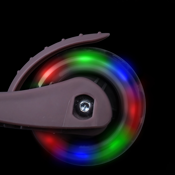 Самокат трёхколёсный R0203 ROCKET колёса световые PU, цвет коричневый