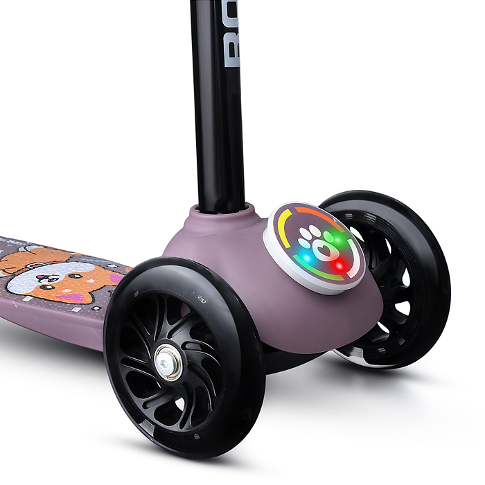 Самокат трёхколёсный R0203 ROCKET колёса световые PU, цвет коричневый