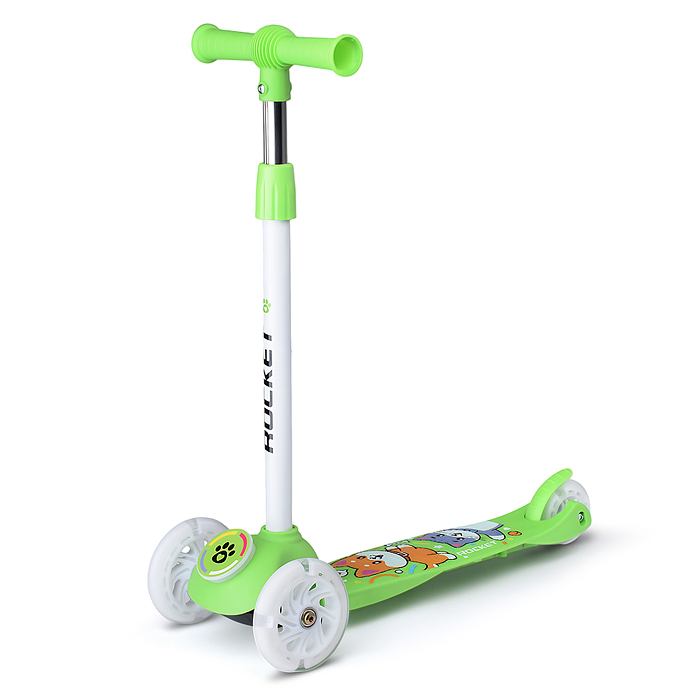 Самокат трёхколёсный R0203 ROCKET колёса световые PU, цвет салатовый