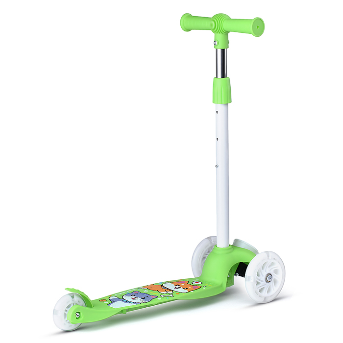 Самокат трёхколёсный R0203 ROCKET колёса световые PU, цвет салатовый