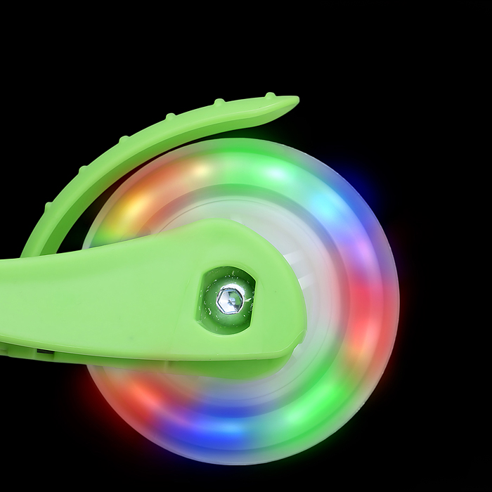 Самокат трёхколёсный R0203 ROCKET колёса световые PU, цвет салатовый