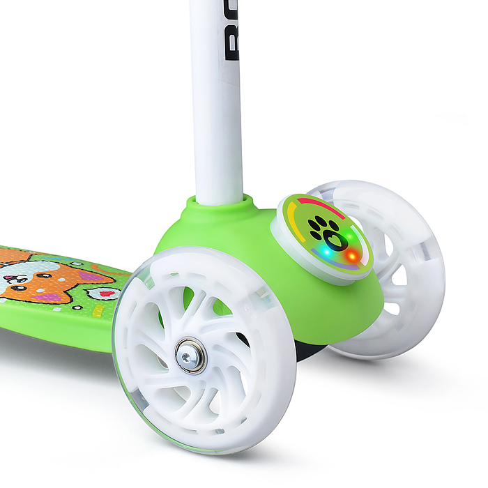 Самокат трёхколёсный R0203 ROCKET колёса световые PU, цвет салатовый