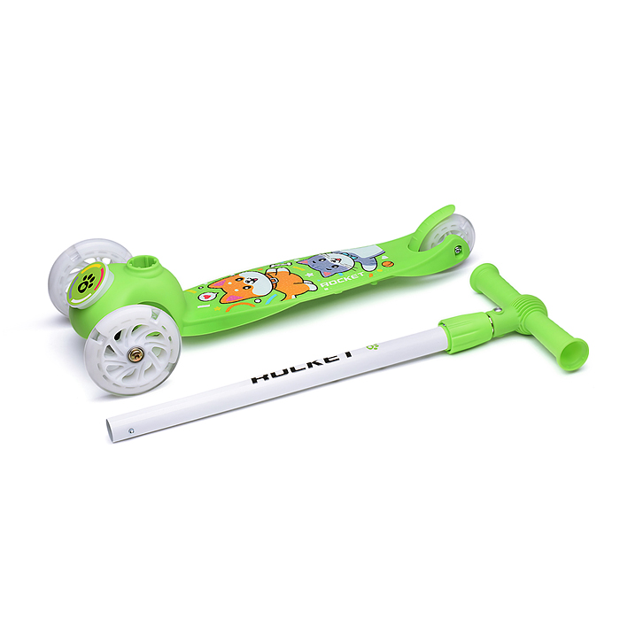 Самокат трёхколёсный R0203 ROCKET колёса световые PU, цвет салатовый