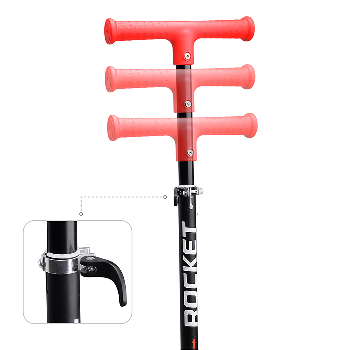 Самокат трёхколёсный R0205 ROCKET колёса PU, цвет красный