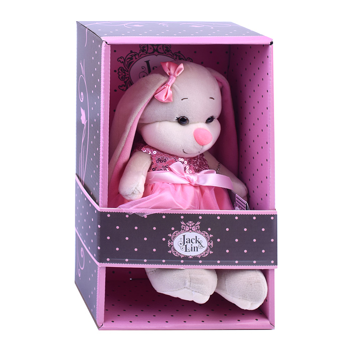 Фото к товару Зайка Лин в розовом платье с пайетками, 20 см, Зайка Лин в розовом платье с пайетками, 20 см,