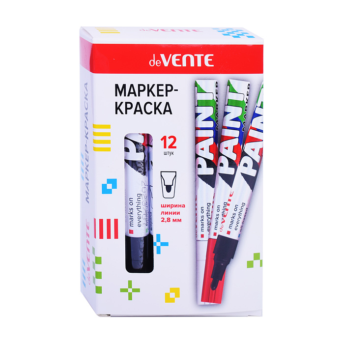 Маркер-краска чёрная, круглый алюминиевый корпус, с клипом, нитро-основа, пулевидный наконечник, 2,8