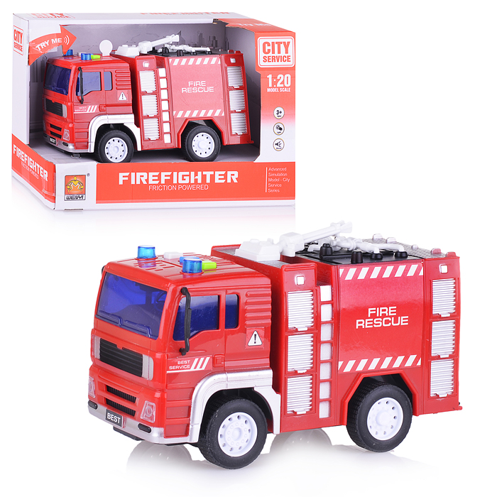 Машина WY551A "Пожарная" 1:20 (свет, звук) на батарейках, в коробке
