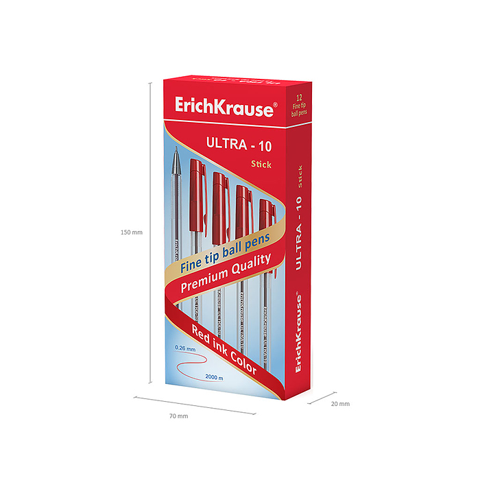 Ручка шариковая ULTRA-10, цвет чернил красный