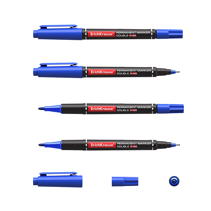 Маркер перманентный двухсторонний Double P-80, цвет чернил синий 