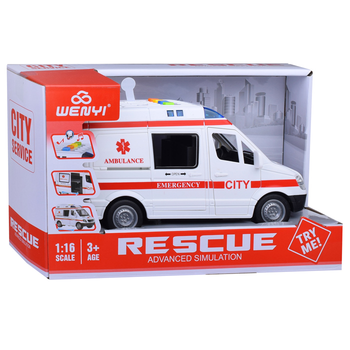 Машина WY590E "Скорая помощь" 1:16 (све, звук) в коробке