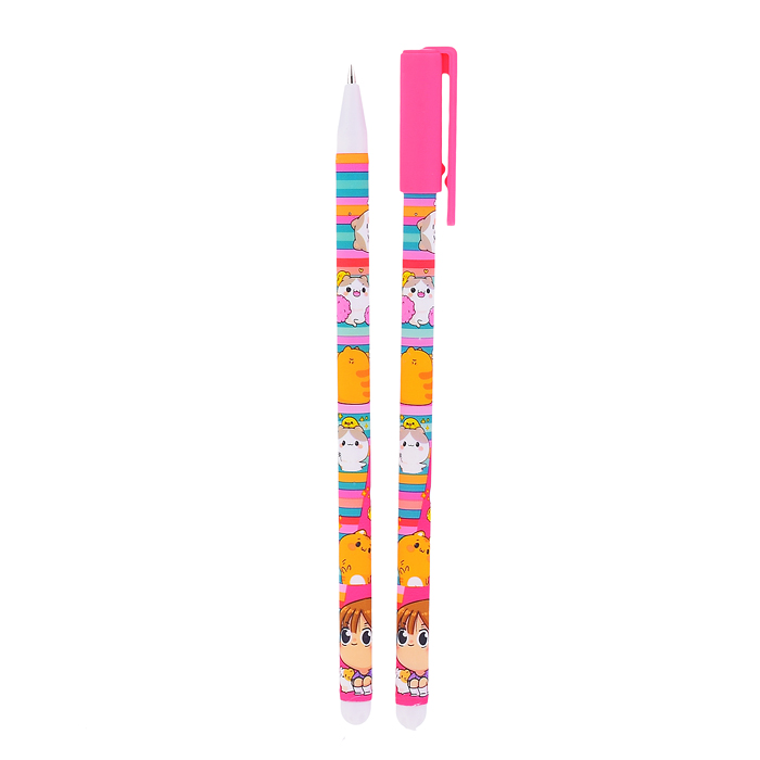 Фото к товару Ручка шариковая прорезиненная Каваи "Девочка с котиками", цвет чернил синий, 0.7мм, в друме Ручка шариковая прорезиненная Каваи "Девочка с котиками", цвет чернил синий, 0.7мм, в друме