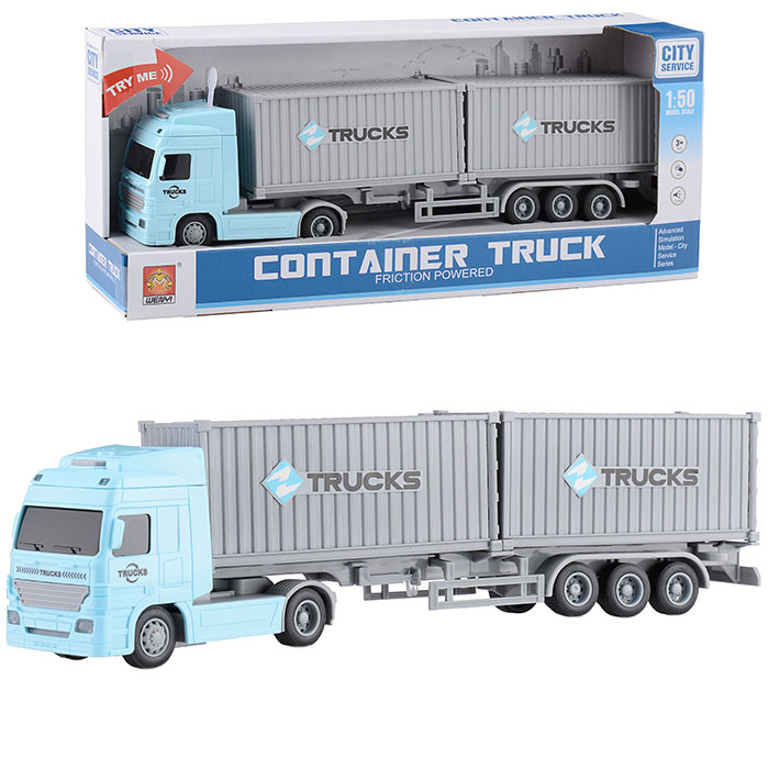 Машина WY794B "Контейнеровоз" 1:50 (свет, звук) на батарейках, в коробке