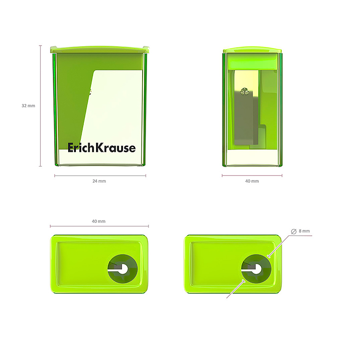 Точилка пластиковая City Mini, Neon, с контейнером, ассорти 