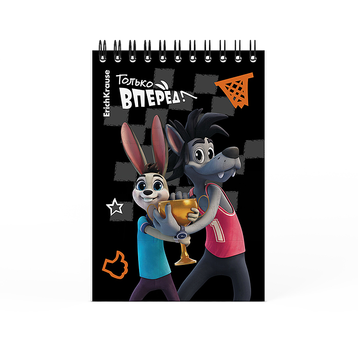 Блокнот 80 л., клетка "Ну, Погоди! Каникулы" на спирали А6