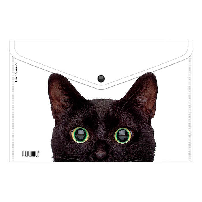 Папка-конверт на кнопке пластиковая Hiding Cats, A4, ассорти 