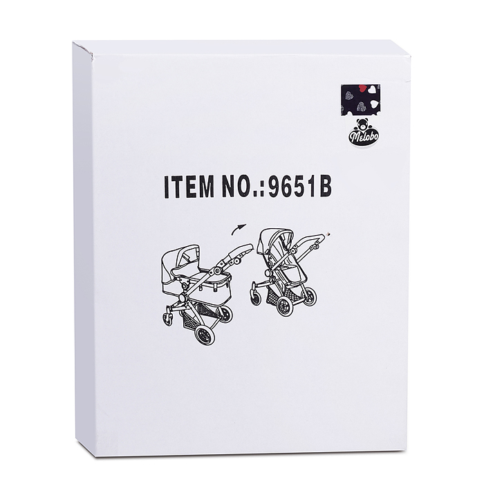 Коляска - трансформер для кукол 9651 металлическая, регулируемая ручка, с корзиной,цвет розово-серый