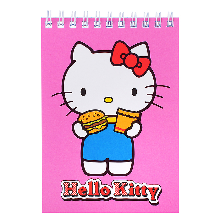 Блокнот Hello Kitty еда, формат А6, 60 листов, на гребне, целлюлозный картон