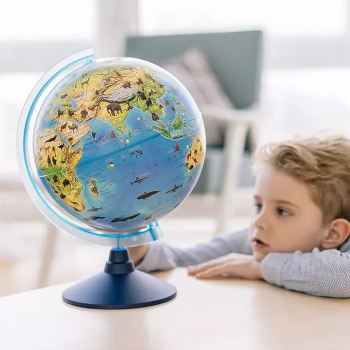Интерактивный глобус Зоогеографический (Детский) с подсветкой 250мм от батареек.