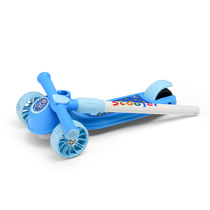 Фото к товару Самокат U001568Y 3-х. кол., колеса световые PU, голубой, в коробке Самокат U001568Y 3-х. кол., колеса световые PU, голубой, в коробке