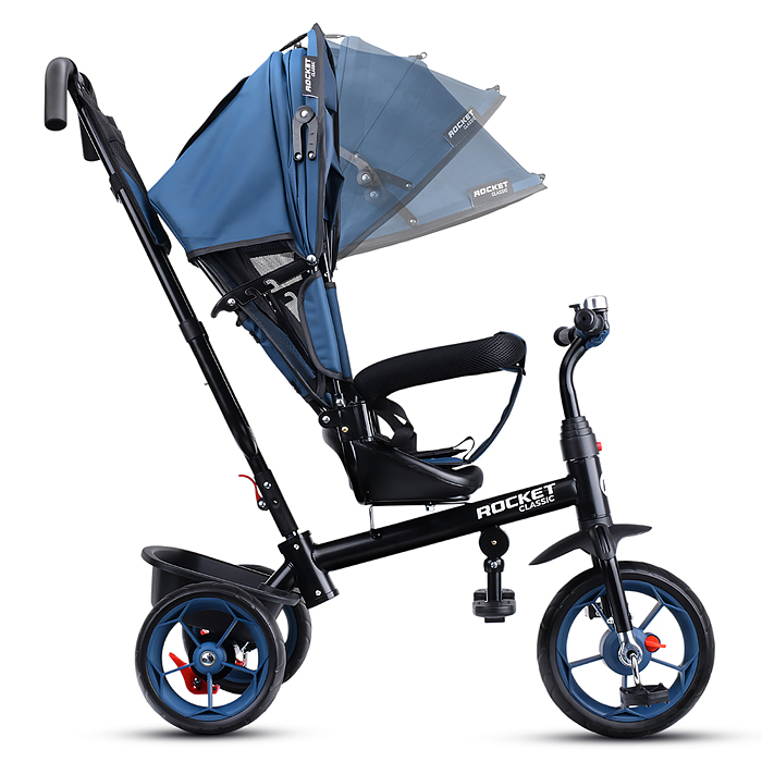 Велосипед трехколесный Rocket 136-BL, колеса EVA 10"/8", цвет синий