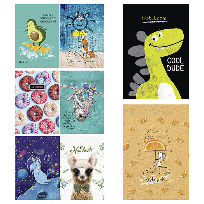 Блокнот 40л. А6 клетка, гребень S Микс 8