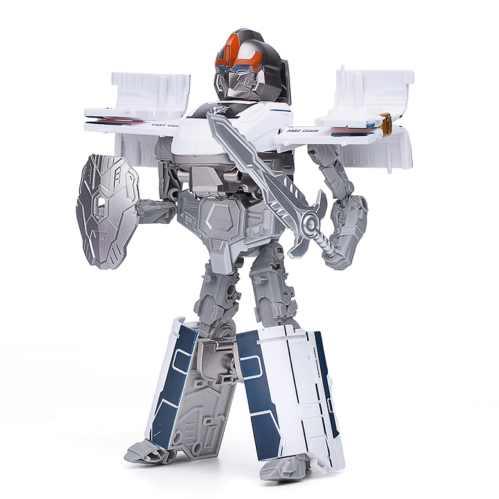 Трансформер 2в1 "Робот-поезд" цвет голубой, BOX 27,6х21,3х10,9см