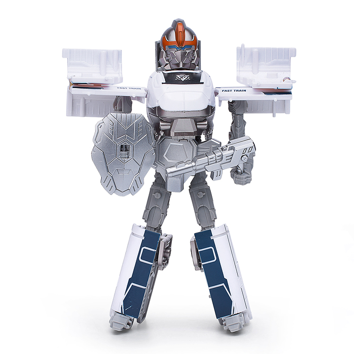 Трансформер 2в1 "Робот-поезд" цвет голубой, BOX 27,6х21,3х10,9см