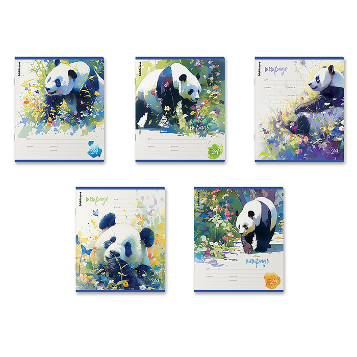 Фото к товару Тетрадь 24л. линейка "Flower Panda" Тетрадь 24л. линейка "Flower Panda"