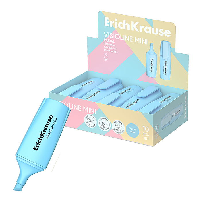 Текстмаркер Visioline V-12 Mini Pastel, цвет чернил голубой 