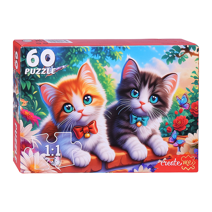 Пазлы 60 "Котята с бантиками" Пазлы 60 "Котята с бантиками"