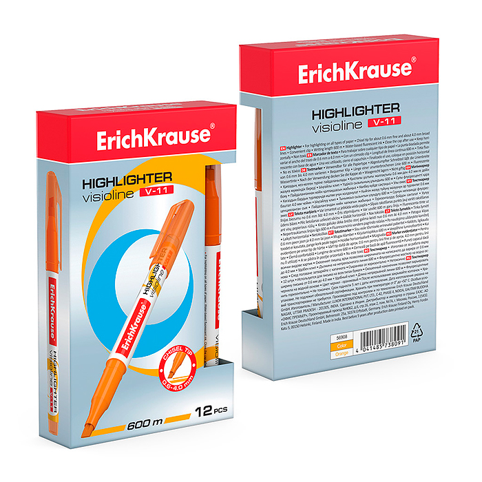 Фото к товару Маркер текстовыделитель Visioline V-11 Neon, цвет чернил оранжевый Маркер текстовыделитель Visioline V-11 Neon, цвет чернил оранжевый