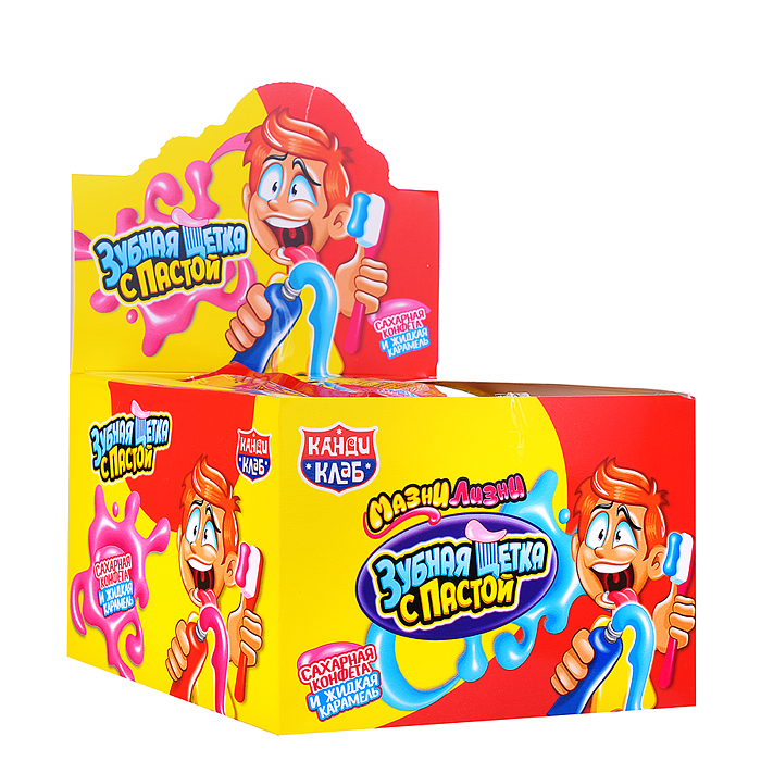 Фото к товару Драже и жидкая карамель "Зубная щетка с пастой" 15г (30шт) Драже и жидкая карамель "Зубная щетка с пастой" 15г (30шт)