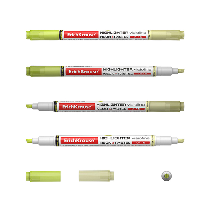Двухсторонний текстмаркер Visioline V-16 Neon+Pastel, цвет чернил желтый
