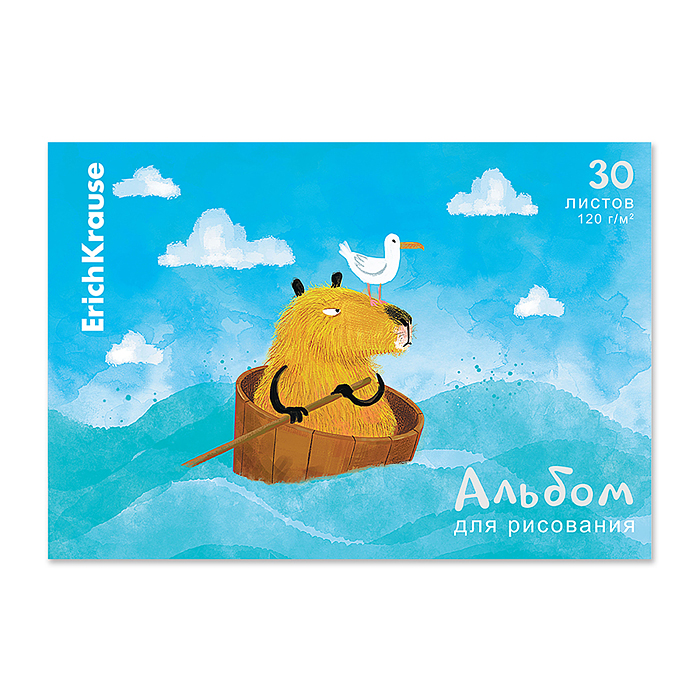 Альбом для рисования 30 л. на клею Capybara Travel, А4, 