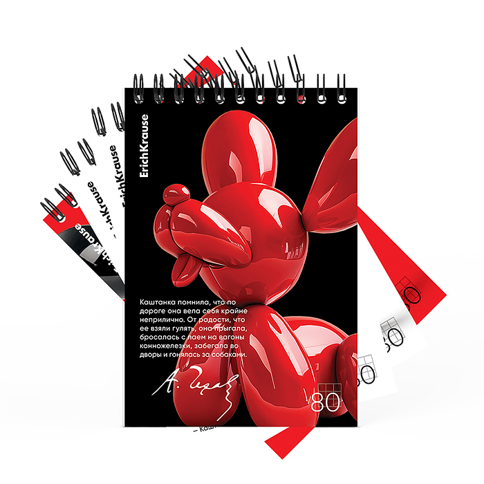 Блокнот 80л. "Balloon Dog" на спирали  А6, клетка
