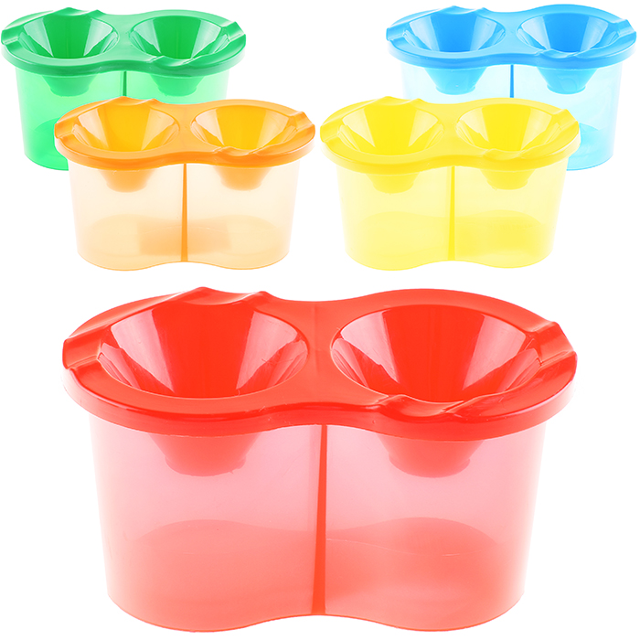 Стакан непроливайка, двойной, цветное ассорти, 5 цветов