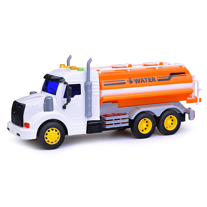 Профи, поливочный автомобиль инерционный (со светом и звуком) (оранжевый) (в коробке)