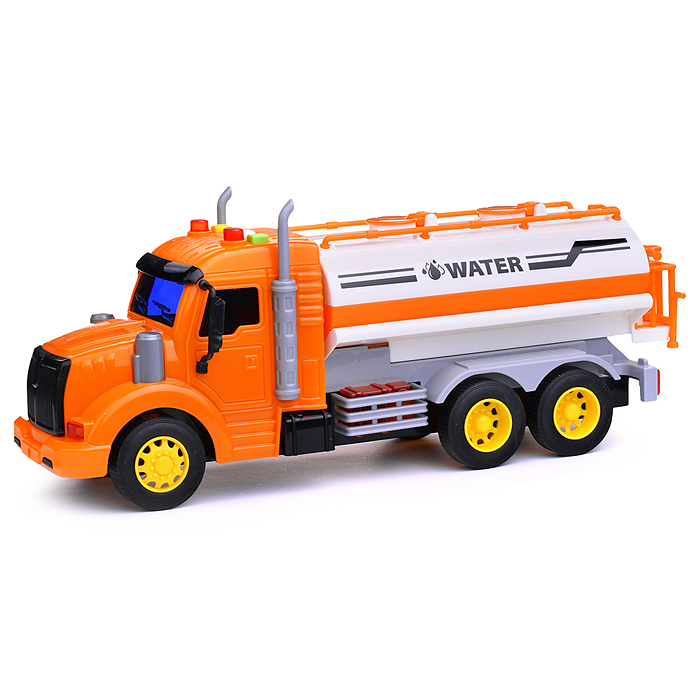 Профи, поливочный автомобиль инерционный (со светом и звуком) (оранжевый) (в коробке)