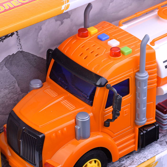 Профи, поливочный автомобиль инерционный (со светом и звуком) (оранжевый) (в коробке)