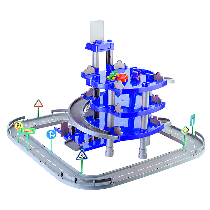 Фото к товару Паркинг 4-уровневый с дорогой и автомобилями, синий (в коробке) Паркинг 4-уровневый с дорогой и автомобилями, синий (в коробке)
