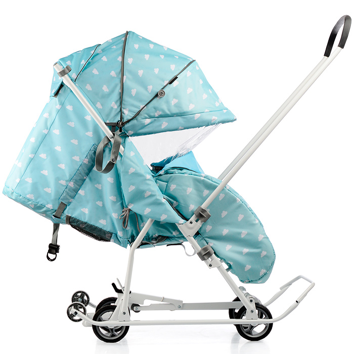 Фото к товару Коляска комбинированная "Наши детки 3-1К" (с облачками голубой) Коляска комбинированная "Наши детки 3-1К" (с облачками голубой)