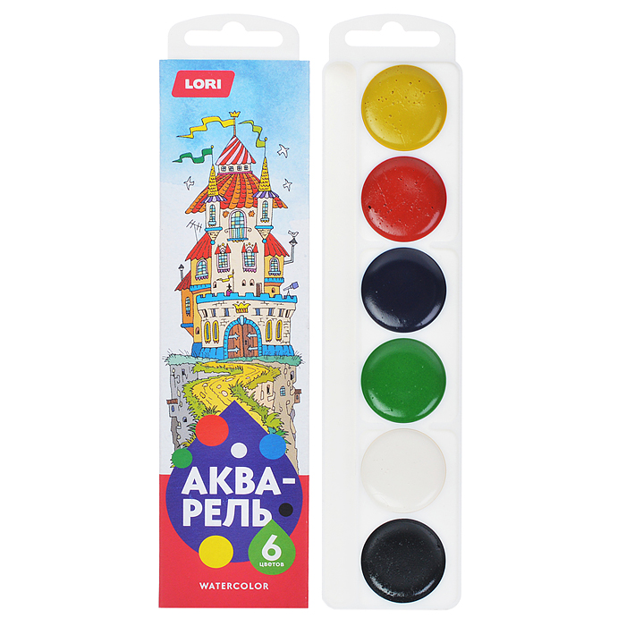 Акварель, 6 цветов, б/к Акварель, 6 цветов, б/к
