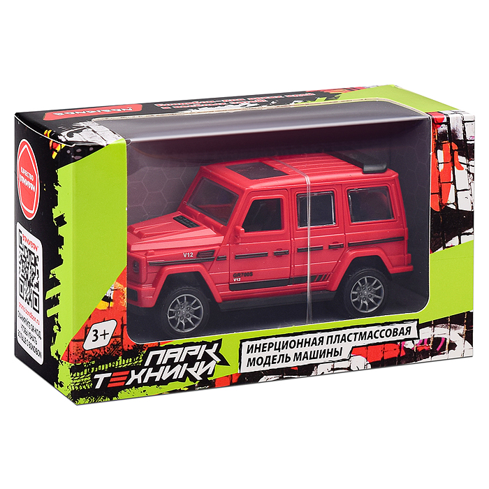 Машина пластиковая инерционная "Парк Техники" Джип красн размер 12,2х5,0х5,5 см,