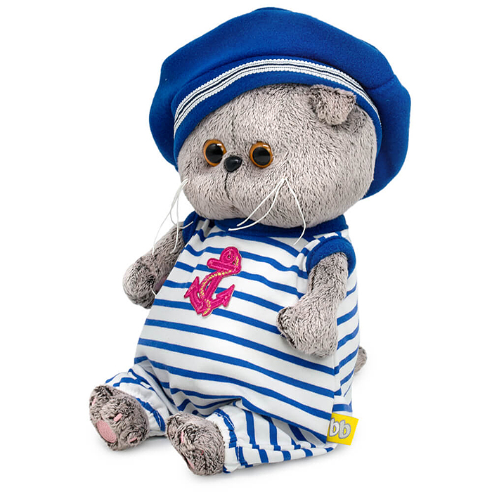 Фото к товару Кот Басик BABY в полосатом комбинезоне и берете Кот Басик BABY в полосатом комбинезоне и берете