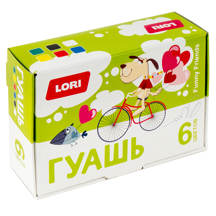 Гуашь 6 цветов по 15 мл. "Funny Friends"