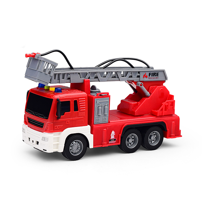Машина JS109 "Пожарная" с лестницей 1:16 (свет, звук) в коробке