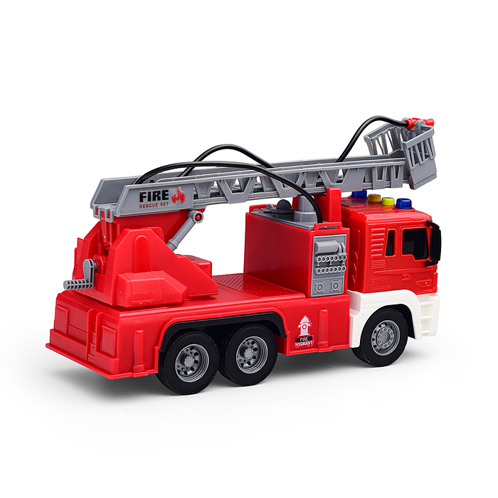 Машина JS109 "Пожарная" с лестницей 1:16 (свет, звук) в коробке